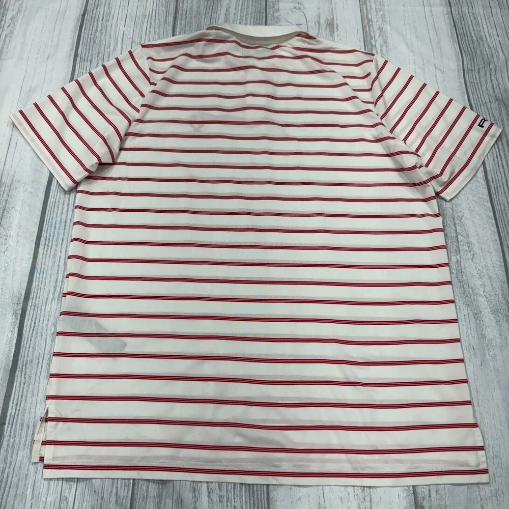 RLX Ralph Lauren Polo Shirt XL White Red‎ Stripe Nassau Country Club Golf Mens